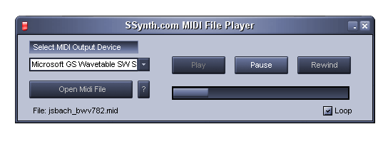 Screenshot for SSynth.com MIDI File Player 201.02